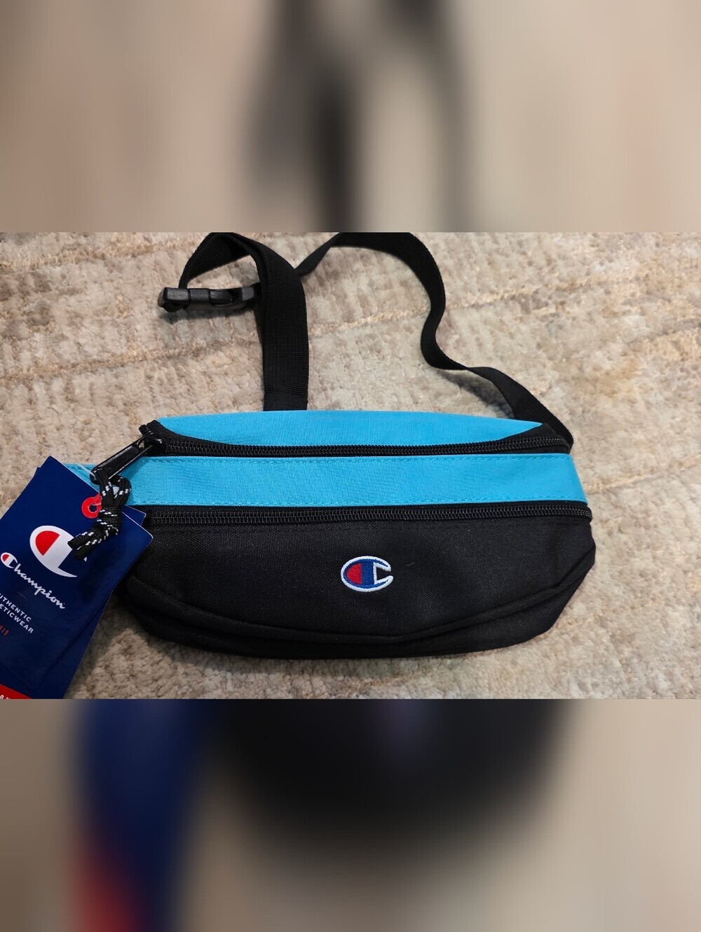 Champion Black and Bright Blue Fanny Pack